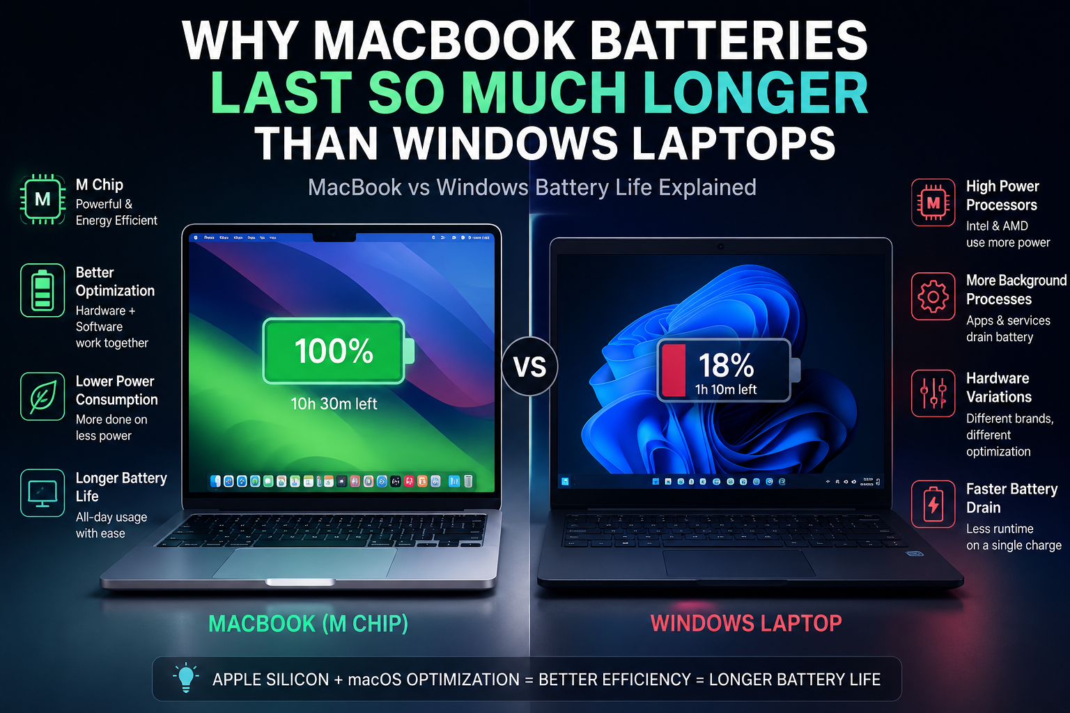 Why MacBook Batteries Last So Much Longer Than Windows Laptops